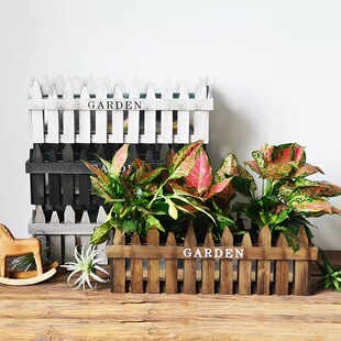 长方形木栅栏花盆北欧实木防腐绿植阳台装饰复古创意家用盆栽花盆