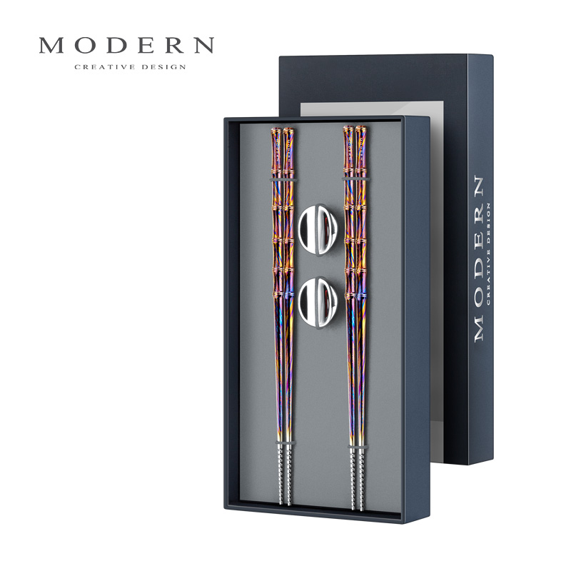 摩登MODERN钛马仕革筷子贵金属一对装轻奢家用高档餐具乔迁礼品