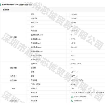 STM32F745ZGT6 STM32F745ZET6闪存微控制器芯片 216MHz单片机MCU