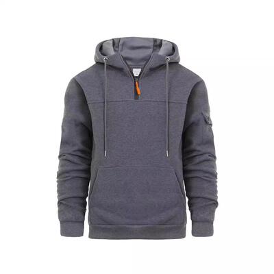 Men's hoodie, hooded sweatshirt, half zip pullover, men's