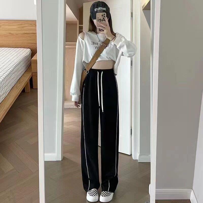 新品阔腿裤女春秋季新款韩版高腰显瘦直筒长裤学生百搭窄版休闲运