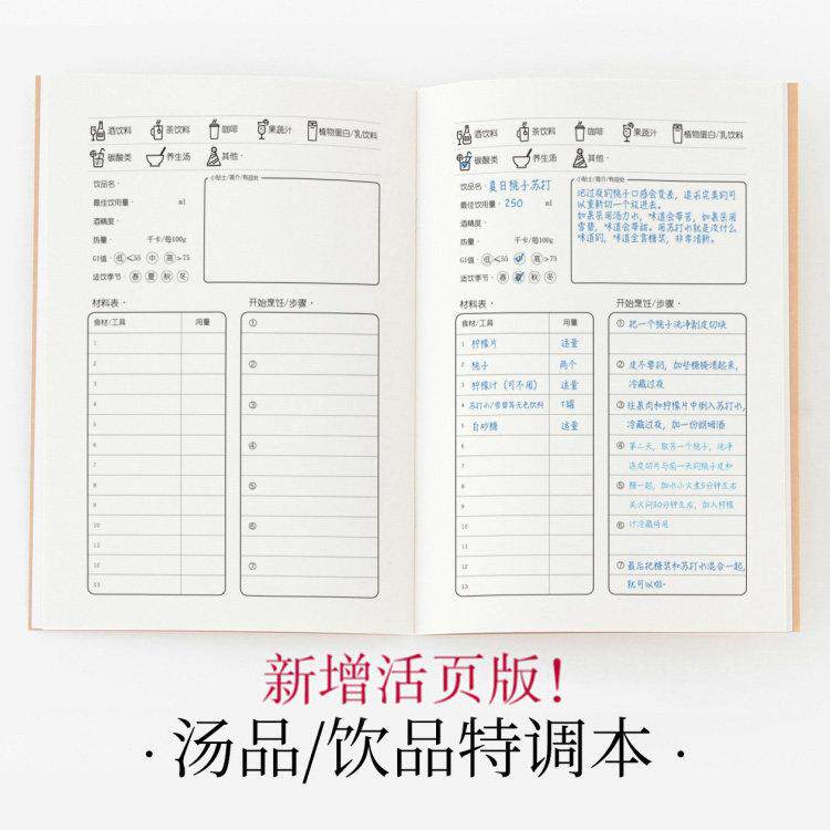 汤品/饮品特调本 美食记录手账活页笔记A5 养生汤品夏日特饮记录