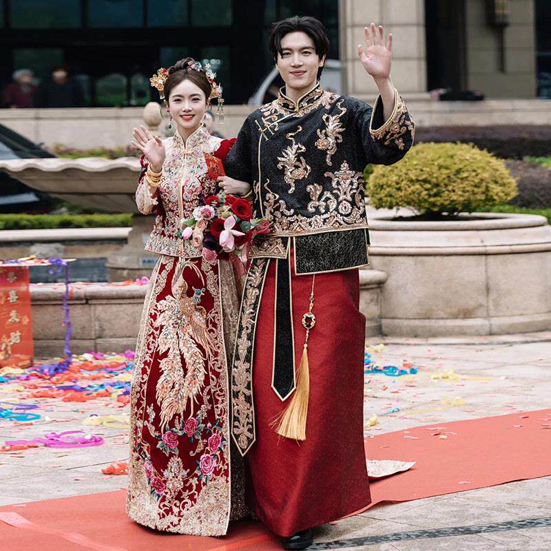 大尺码秀禾服2025新款结婚新郎服中式接亲婚服龙凤挂敬酒男装秀和