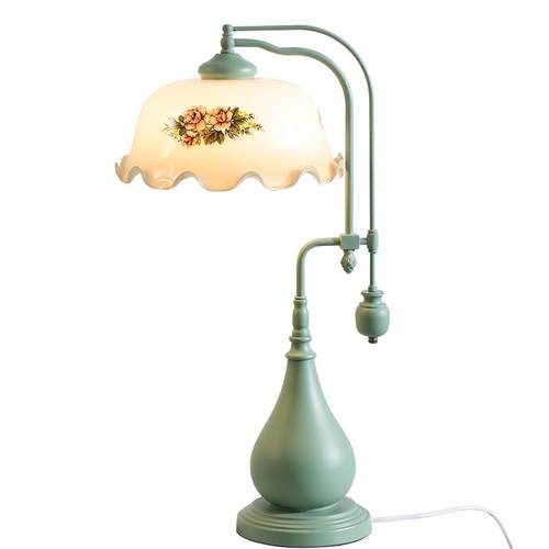 高档台灯床婚头覆古彷欧式美村结房卧室玻客厅乡花朵璃温馨老上海