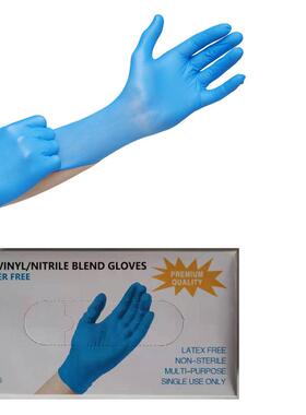 直销新款蓝色合成丁腈手套一次性PVC厨房加厚试验保洁防护