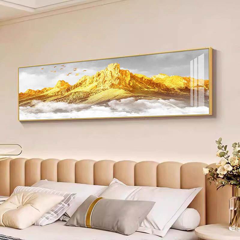 主卧日照金山床头装饰画 画轻奢背靠金山壁画 画客厅沙发背景墙卧