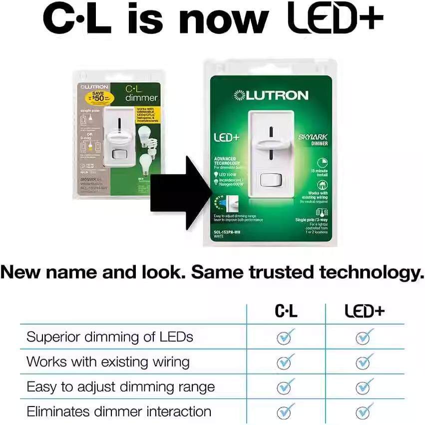Lutron路创SCL-153P白炽灯调光器Skylark CL 150瓦 CFL/LED