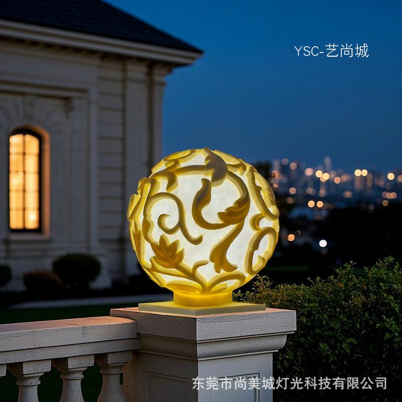 中东庭院柱头灯酒店别墅花园庭院户内外人造砂岩镂空装饰石灯