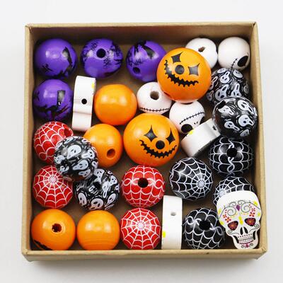 Halloween colored wood beads string twine tassel DIY accesso