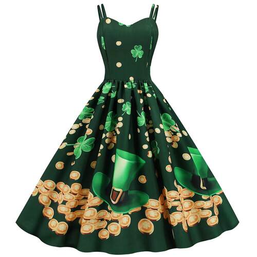 Strap polka dot large swing dress吊带圆点大摆连衣裙