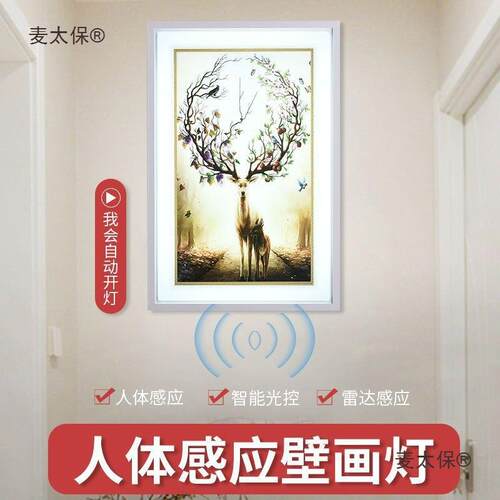 人体感应灯现代新中式led壁画灯楼梯灯走廊过道画灯全自动麦太保