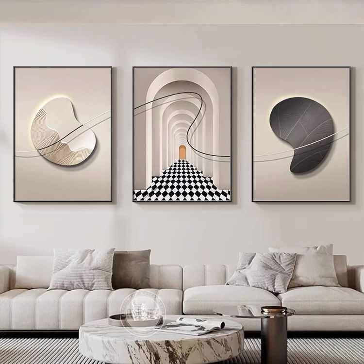 客厅装饰画2024现代简约轻奢抽象艺术线条三联沙发背景墙挂画壁画,家居饰品,现代装饰画,淘宝优惠券,粉丝福利购,淘宝优惠卷