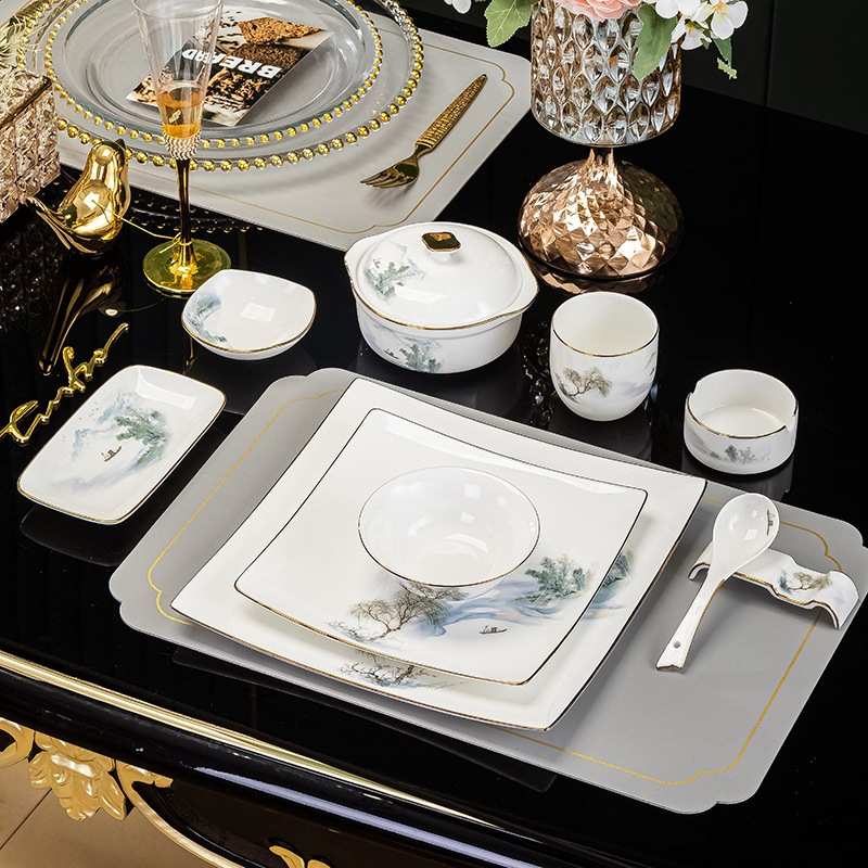 景德镇餐具摆台套装可家用酒店会所包厢骨瓷餐具陶瓷摆台批发送礼