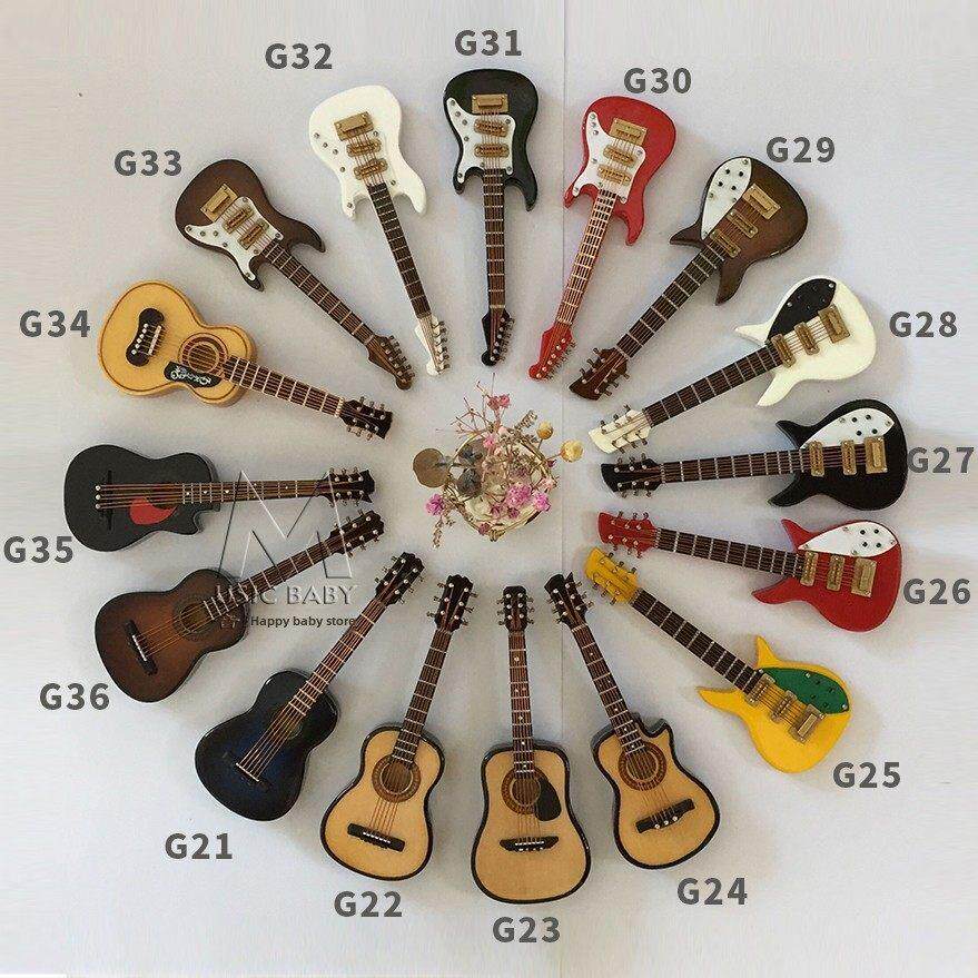 手工迷你电吉他模型装饰桌面娃娃乐器10厘米木制民谣吉他电低音模