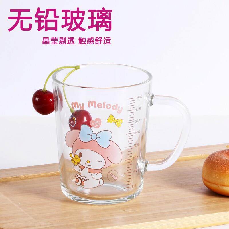 玻璃水杯可爱家用儿童带盖子吸管杯女带刻度微波炉专用耐热喝牛奶