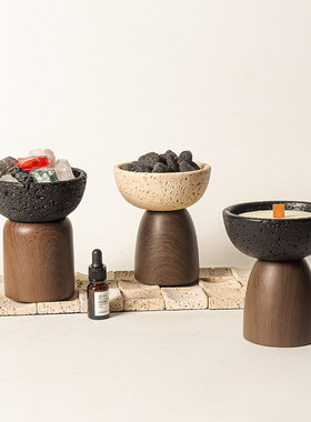 创意新型水泥香薰蜡烛杯卧室无烟浪漫氛围感扩香石伴手礼摆件