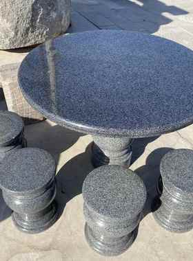 天然头圆桌台户外石桌石广凳摆件庭院花园别墅场大石理石石94277