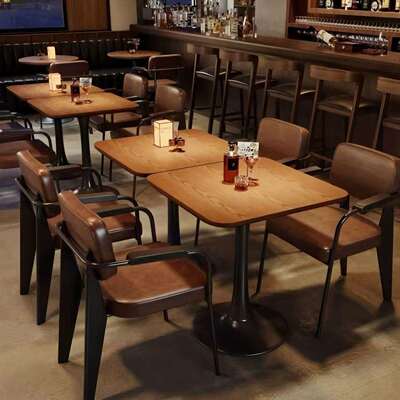 复CPW古酒馆清小吧桌椅组合咖厅餐吧餐主椅题西餐厅茶餐厅啡桌子