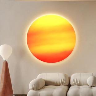 旭日东升圆形装饰画日出红太阳挂画办公室玄关过道灯光风水壁画