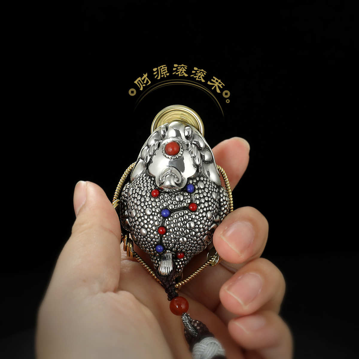 黄铜鎏银三足金蟾手把件客厅书房办公室摆件创意工艺品咬钱小铜器