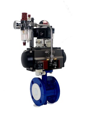 工业级气动蝶阀D641F46气动衬氟法兰蝶阀碳钢F46/F4法兰衬氟蝶阀