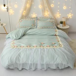 四件套韩公主n风白纱蕾丝花边1..5米18m床上 款 正品 is少女心床裙版