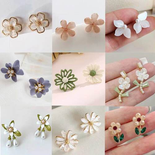 Korean Style Small Daisy Flower Ear Clip Earrings Spring Sim