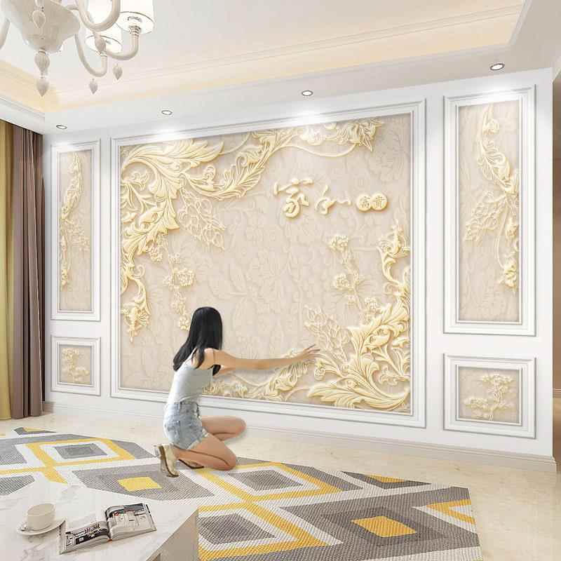 8d大气电视背景墙壁纸壁画2025新款电视墙现代简约影视墙壁布自粘