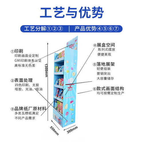 商超零食薯片纸质展架新品上市促销纸陈列架伴手礼礼品多层纸货架