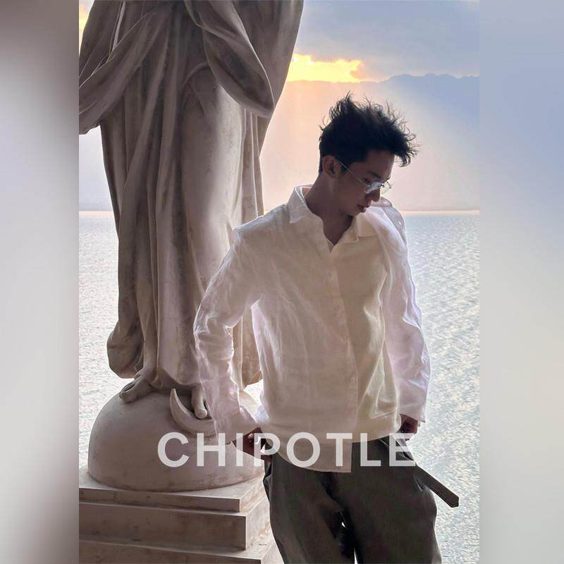 韩国CHIPOTLE老钱风薄款亚麻长袖衬衫男士2026春季慵懒风休闲衬衣