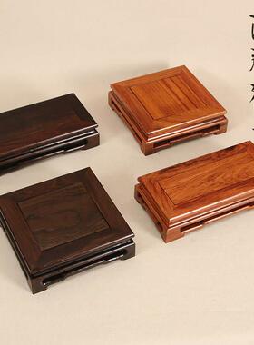 工艺品石头茶壶佛像玉器铜器实木摆件底座方形佛像座托花盆木托架