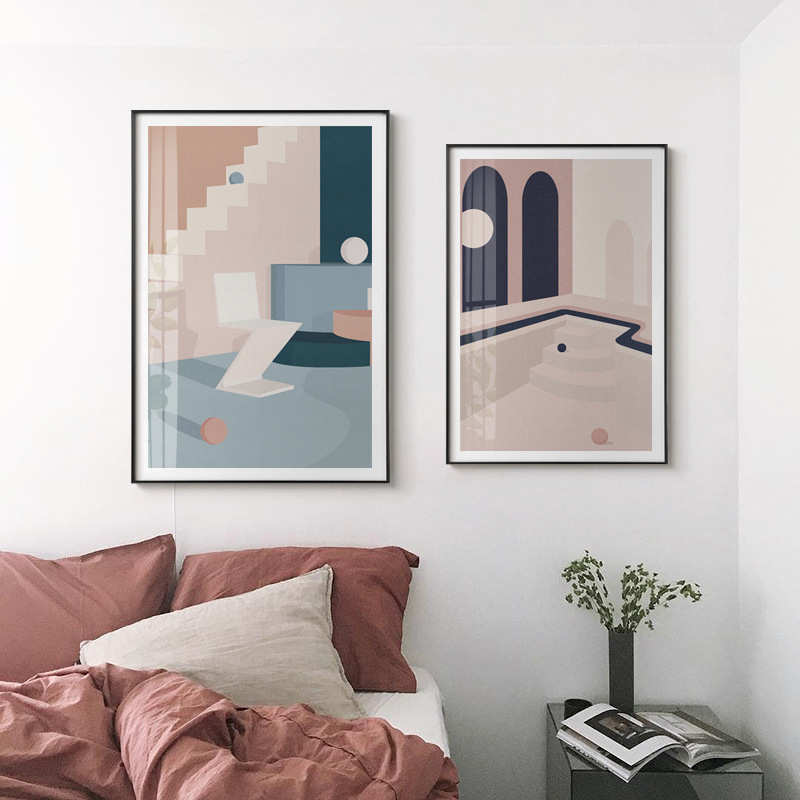 轻奢别墅客厅装饰画沙发背景墙面玄关餐厅现代简约创意竖版壁挂画图片