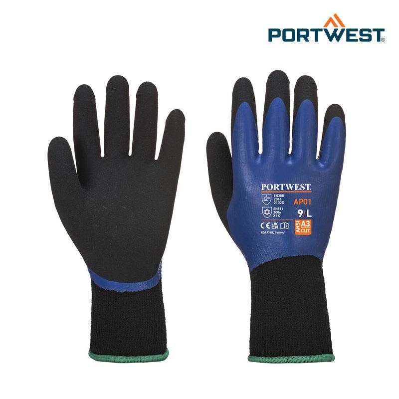 Portwest 防切割3级专业乳胶浸胶防刀割防刺防水防油防污手套AP01