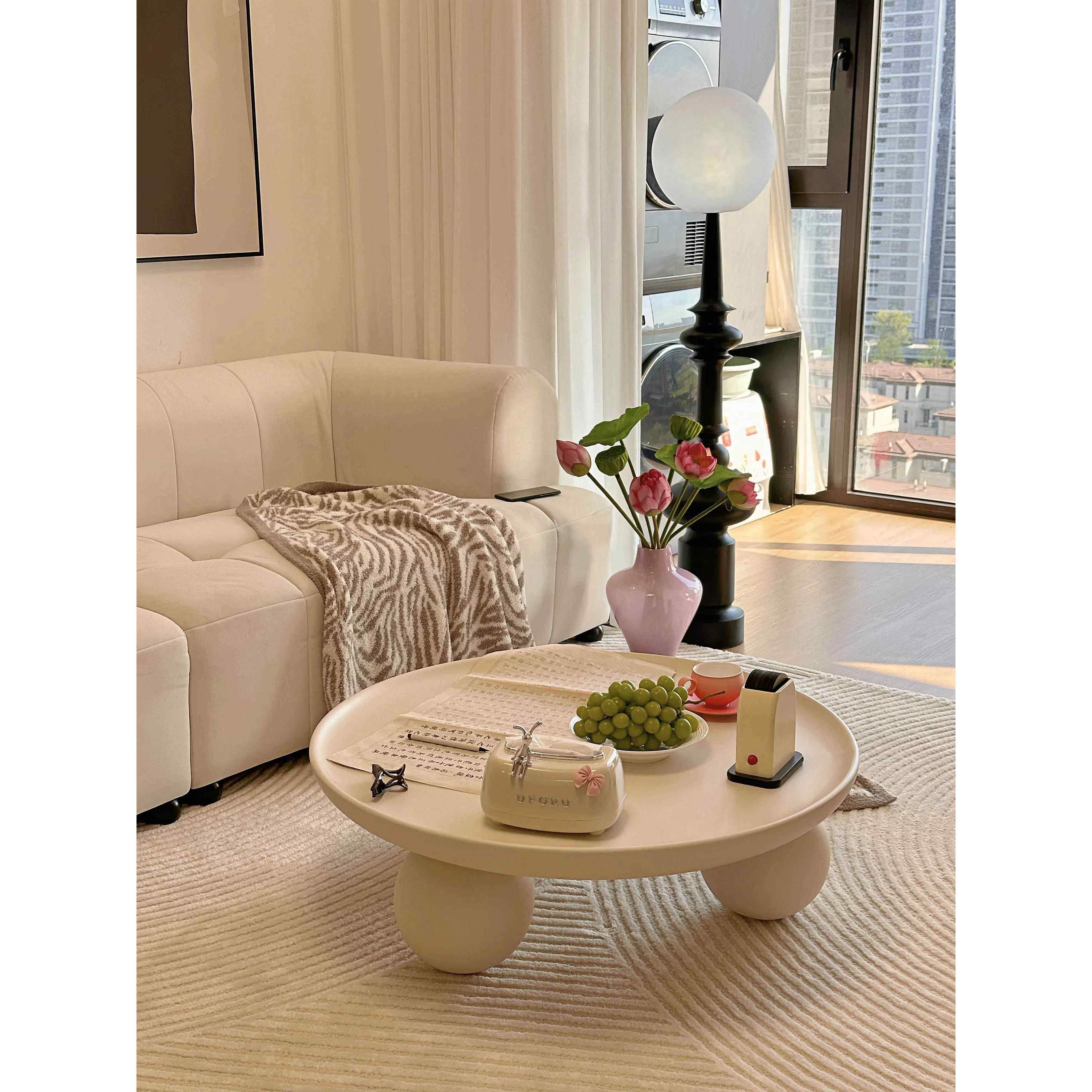 圆形奶油风茶几北欧创意铁艺小户型小茶几桌子家用沙发圆形茶桌,住宅家具,茶几,淘宝优惠券,粉丝福利购,淘宝优惠卷