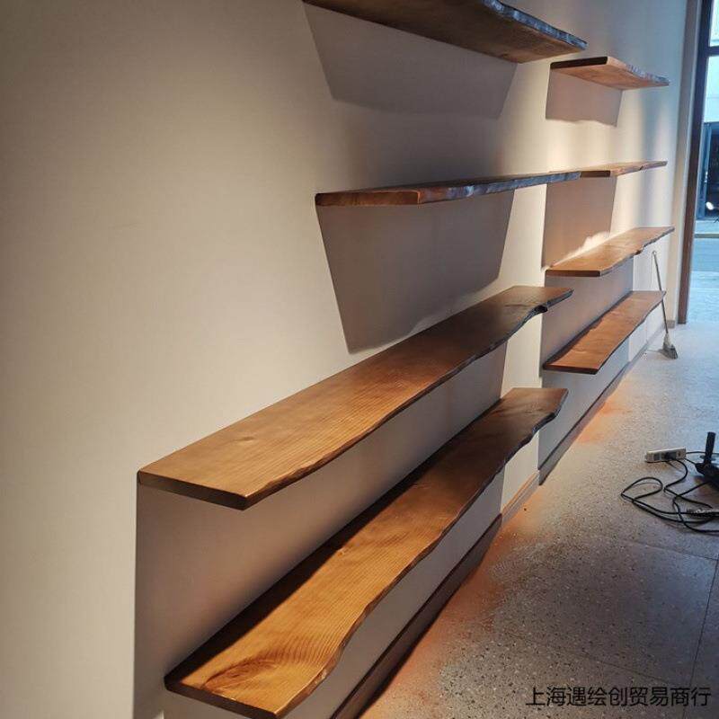 墙上置物架实木墙面悬空壁挂书架隔板货架收纳层板木板展示架墙壁