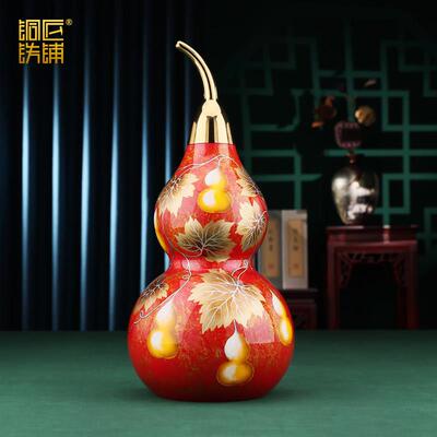 黄铜《五福临门》葫芦摆件中式家居客厅玄关电视柜装饰品摆设礼品