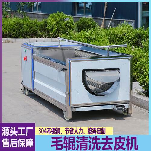 中药材毛辊清洗机桔梗去皮清洗机商用土豆红薯地瓜毛刷清洗设备