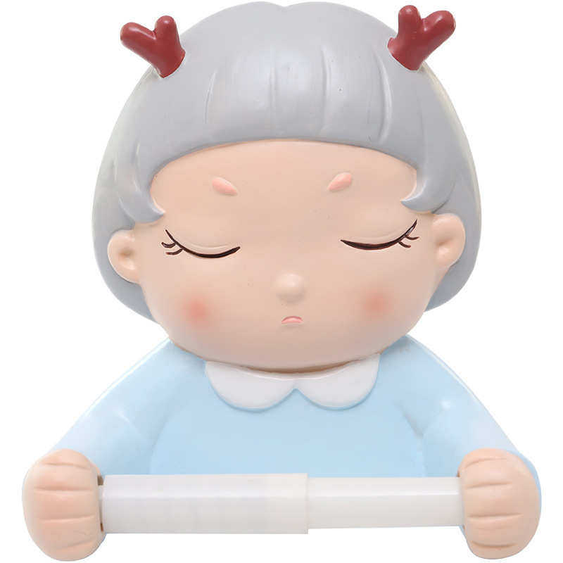 如果卡通创意少女卷纸筒浴室厕所卫生间纸巾盒洗脸巾架置物架批发