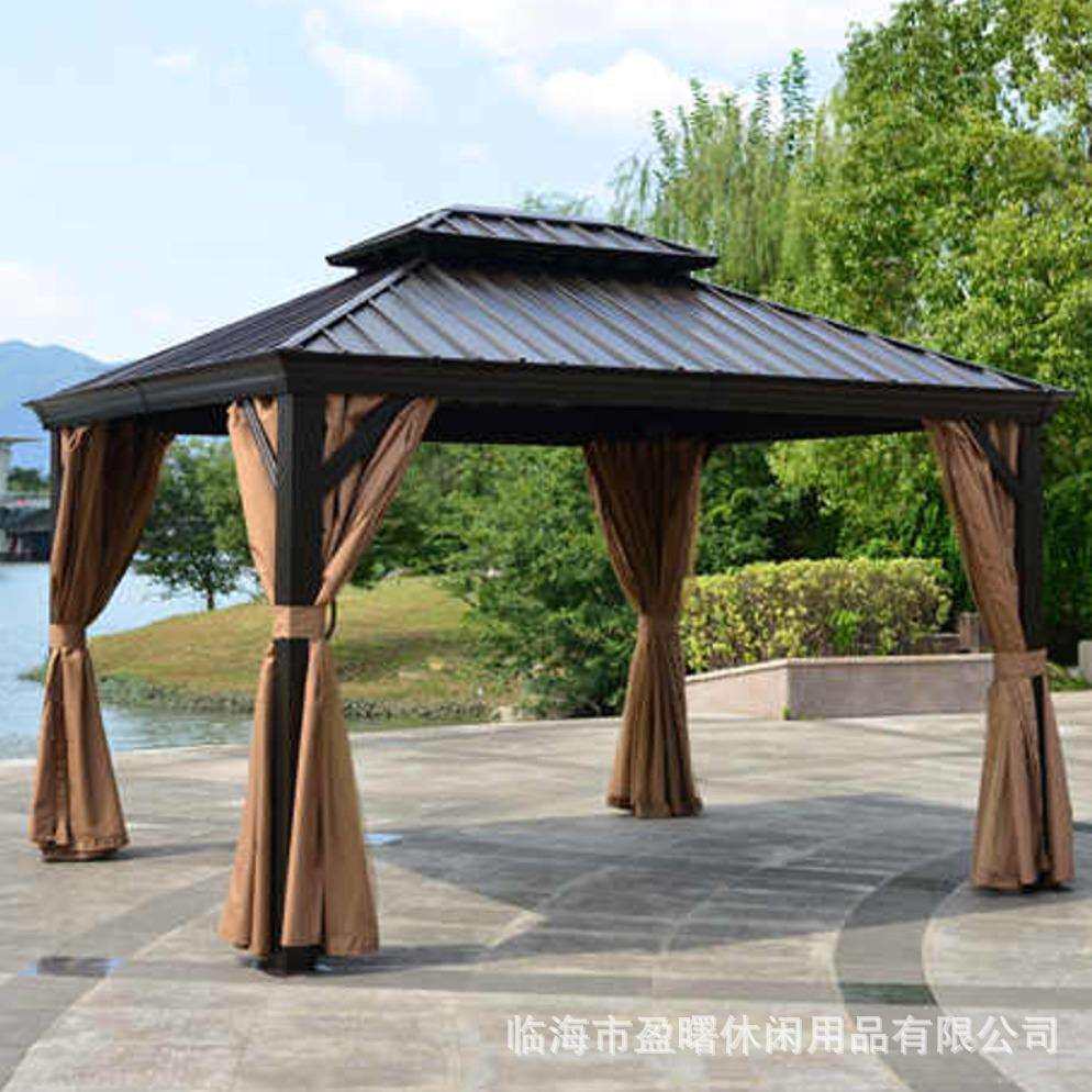 户外 卢森堡露天棚花园 别墅庭院遮阳棚镀锌豪华双顶棚四柱凉亭