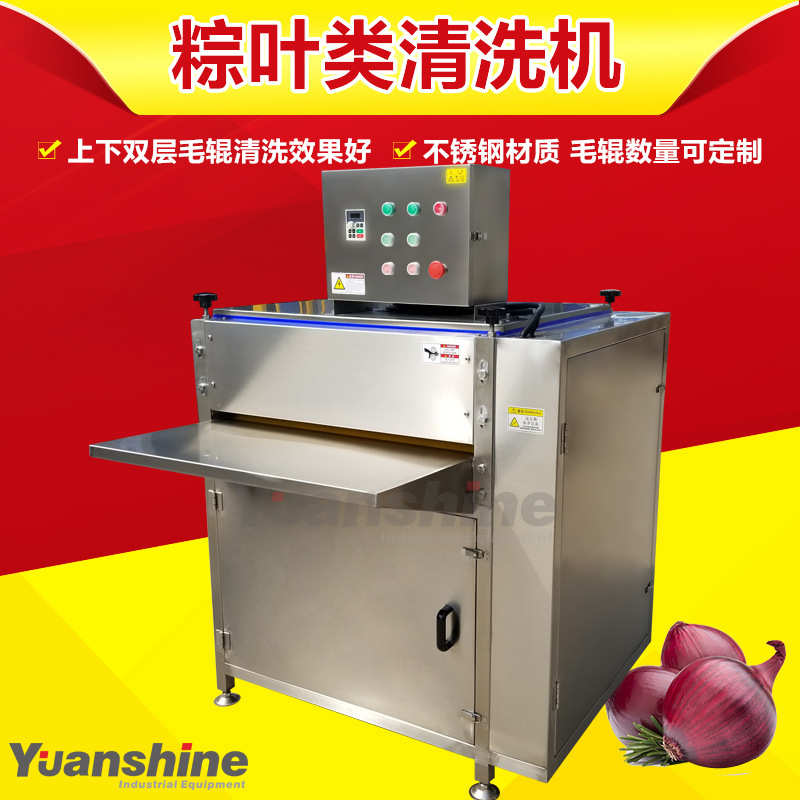 全自动粽叶毛辊清洗机薄荷叶芦苇叶清洗机粽子加工流水线设备