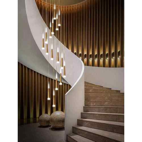 现代简约北欧别墅复式楼楼梯间跃层轻奢楼梯灯旋转楼梯吊灯长吊灯