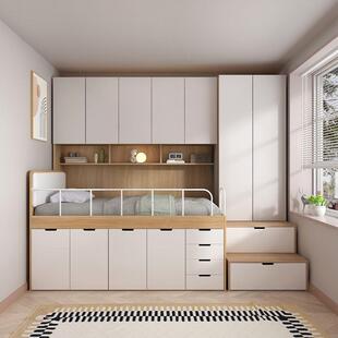 定制小户型儿童半高床卧室储物榻榻米床书架楼梯柜组合衣柜床一体