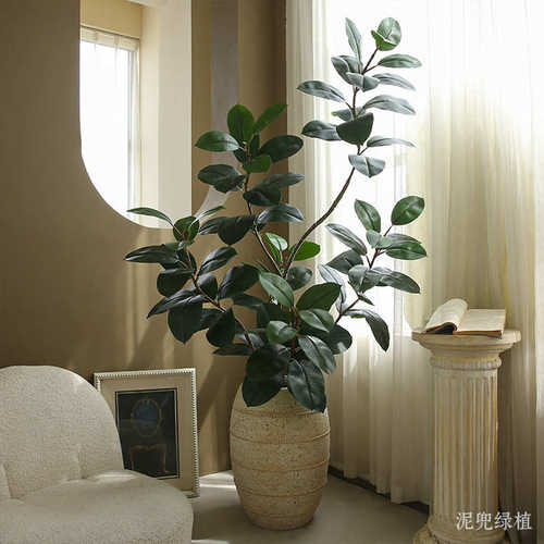 仿真绿植新款橡皮树室内大型家居装饰摆件手感仿真落地假树仿生树