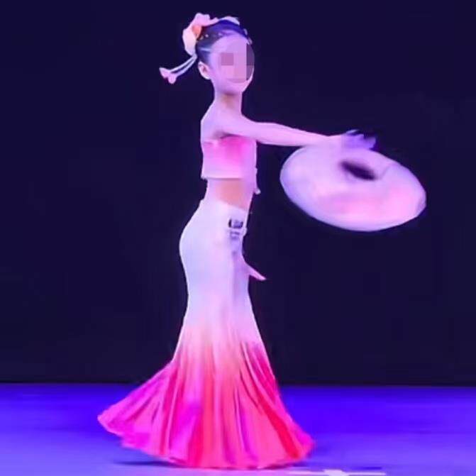 高档浓少儿傣族春意舞蹈服独儿童舞演出族服民风表演服装练习裙鱼