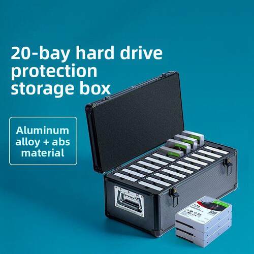 硬盘盒铝合金收纳箱20盘位3.5寸多功能机械硬盘阵列盒大容量防尘