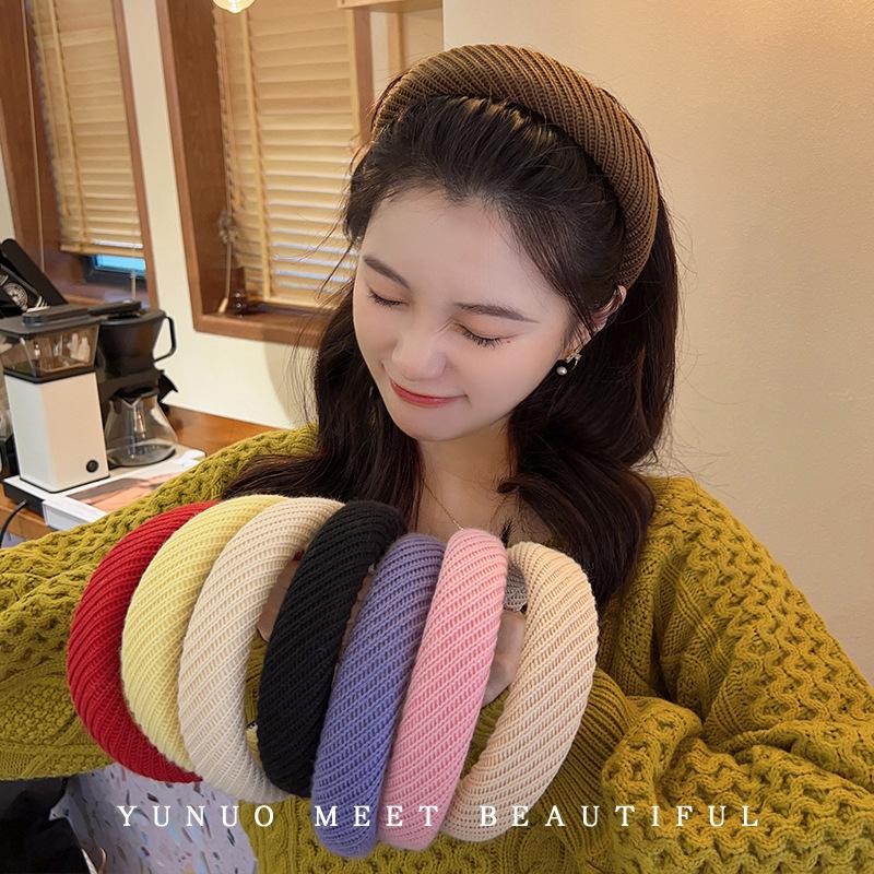 早秋斜纹毛线海绵加厚发箍发饰
