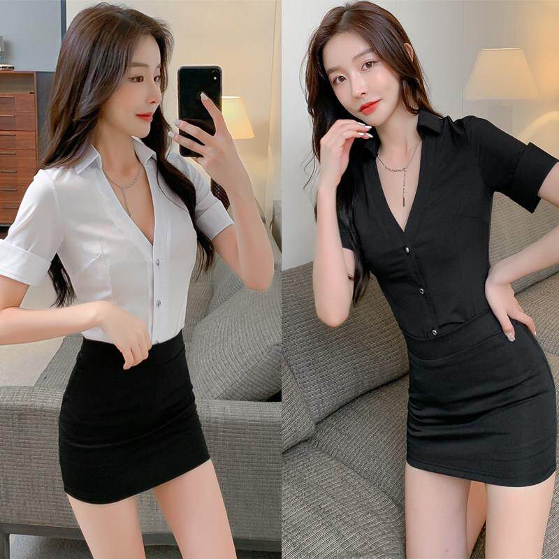 足浴足疗技师工作服女领性感气质按摩前台衬衫按摩沐足工衣套装