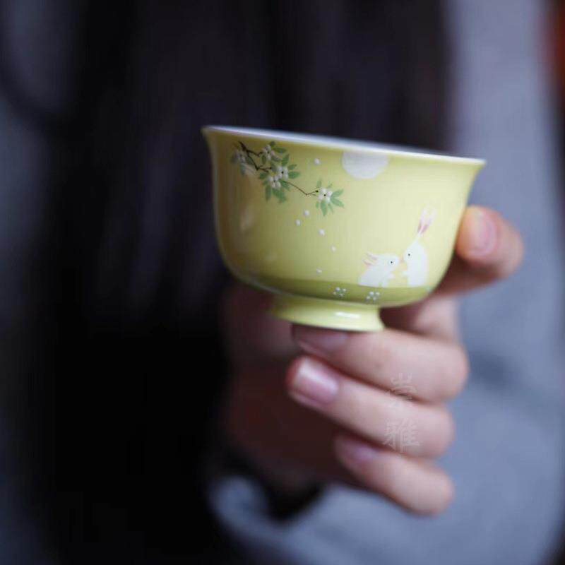 景德镇沐云言物手绘桂花树下主人杯茶杯