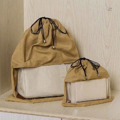 Soft Drawstring Storage Pouch Flannel Dust Bag For Handbags