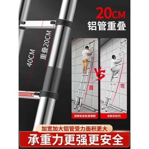 伸缩梯子工程梯便携加厚铝合金竹节阁楼升降家用折叠直梯收缩楼梯